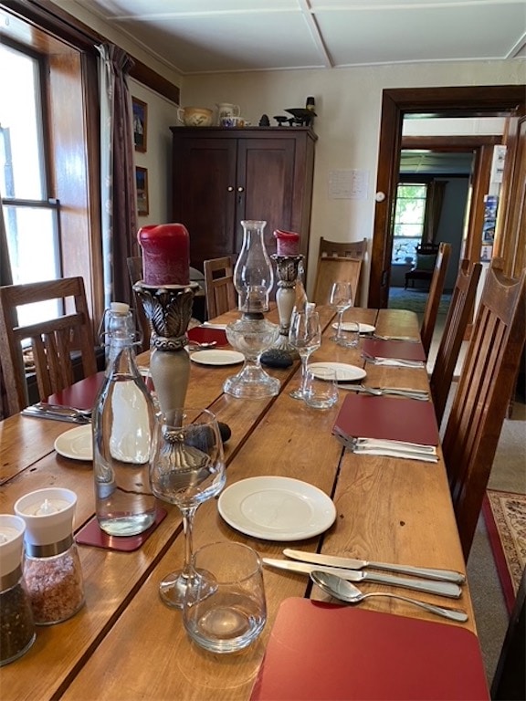 dining table set for a meal at Tophouse Accommodation at St Arnaud